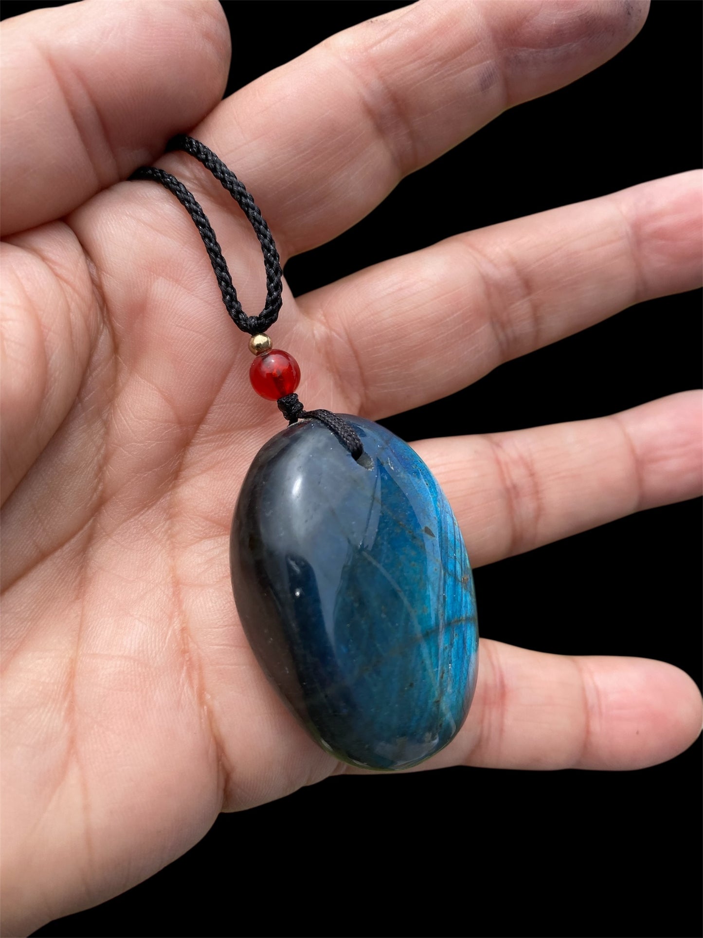 Labradorite Pendant Necklace – Natural Blue Flash Gemstone | Adjustable Cord | Healing Crystal Jewellery