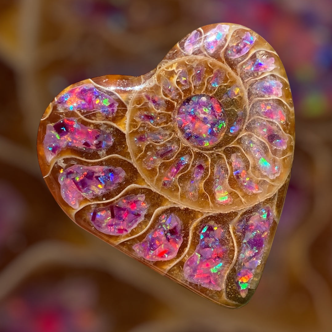 Handmade Ammonite and Pink Topaz Pendant