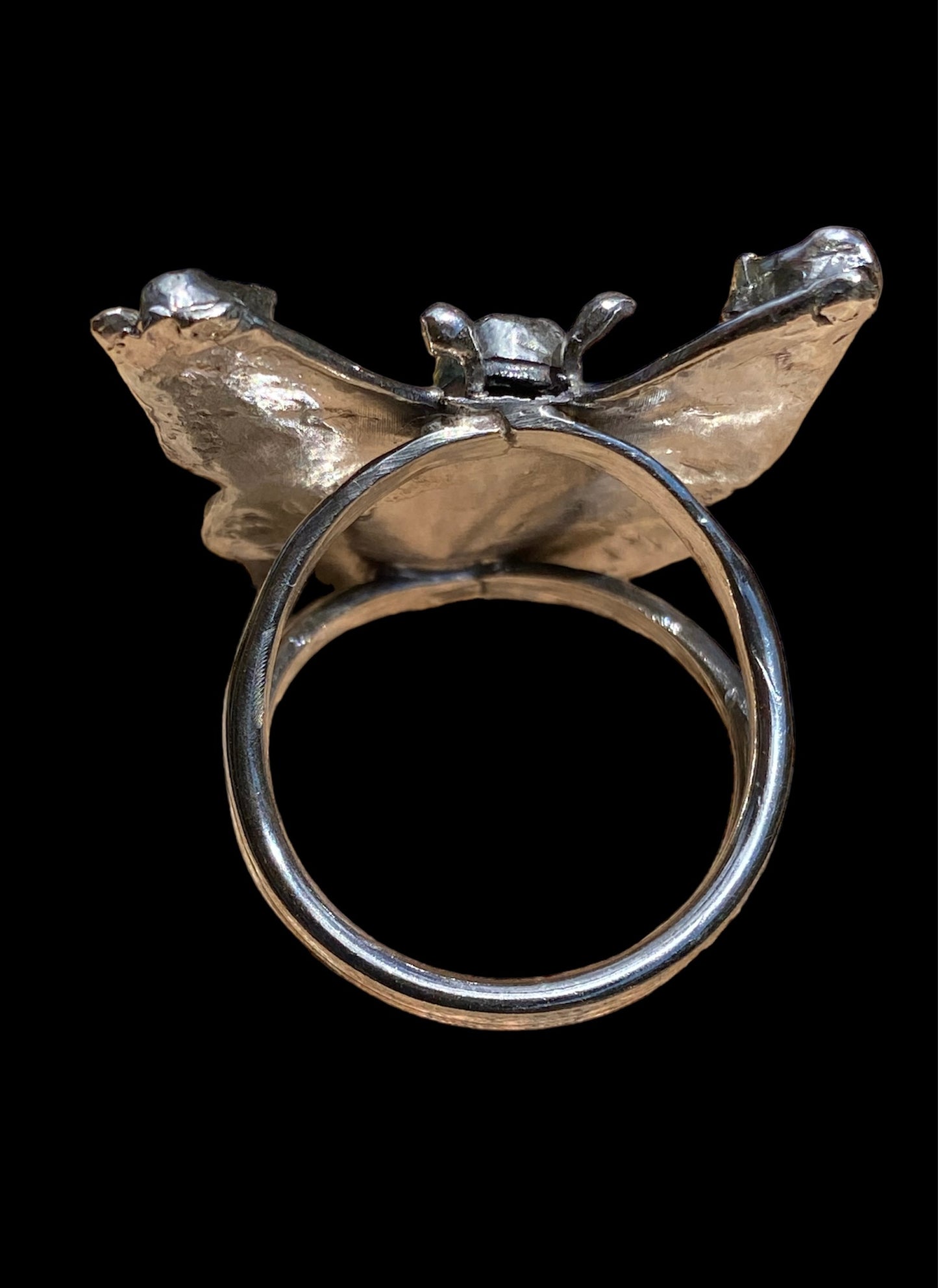 Handmade Butterfly and Raw Sapphire Ring sold