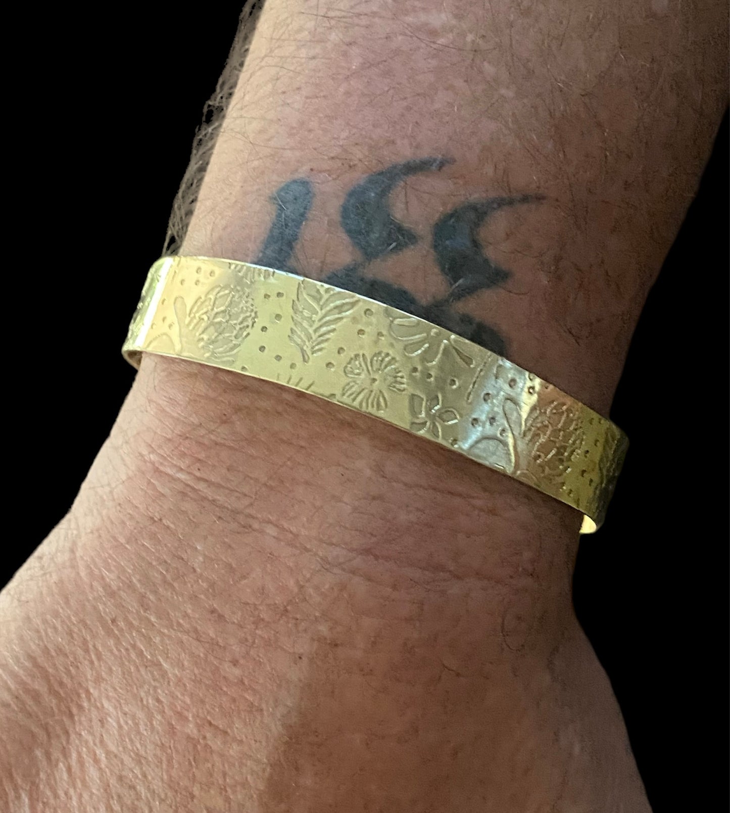 Hand Fabricated Textured Brass Cuff