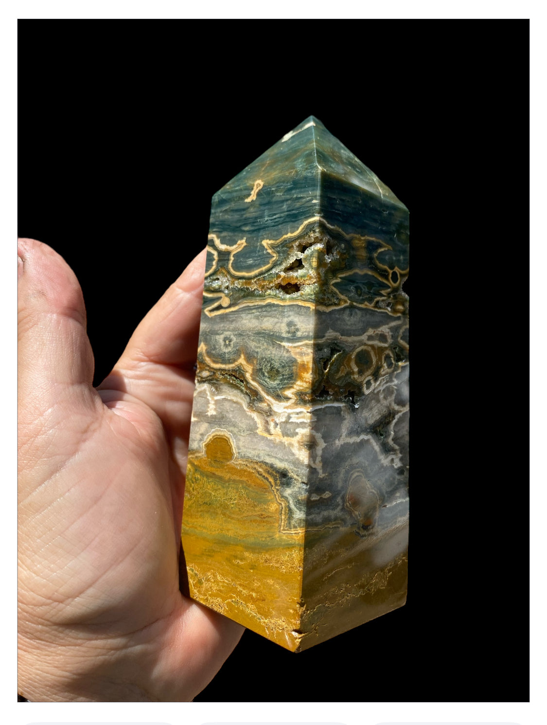 Natural Ocean Jasper Gemstone Tower Obelisk sold