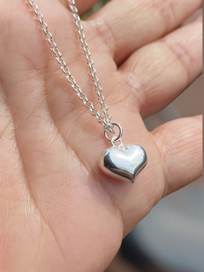 Sterling Silver Mini Puffy Heart Pendant