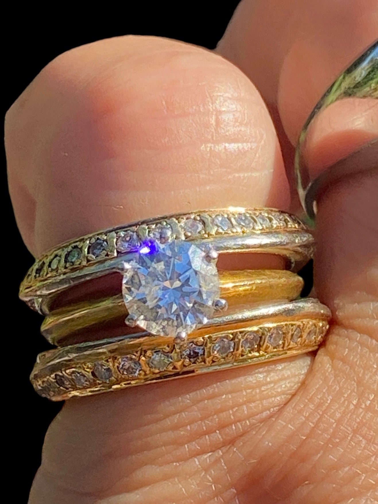 Two 18kt Yellow and White Gold Lady's Entwined Double Band Rings