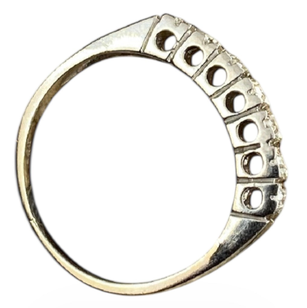 Vintage 7 Diamond Half Eternity Ring – 14K White Gold (Size 5)