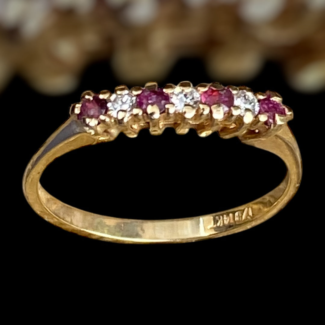 Vintage 14k Gold Ruby and Diamond Ring sold
