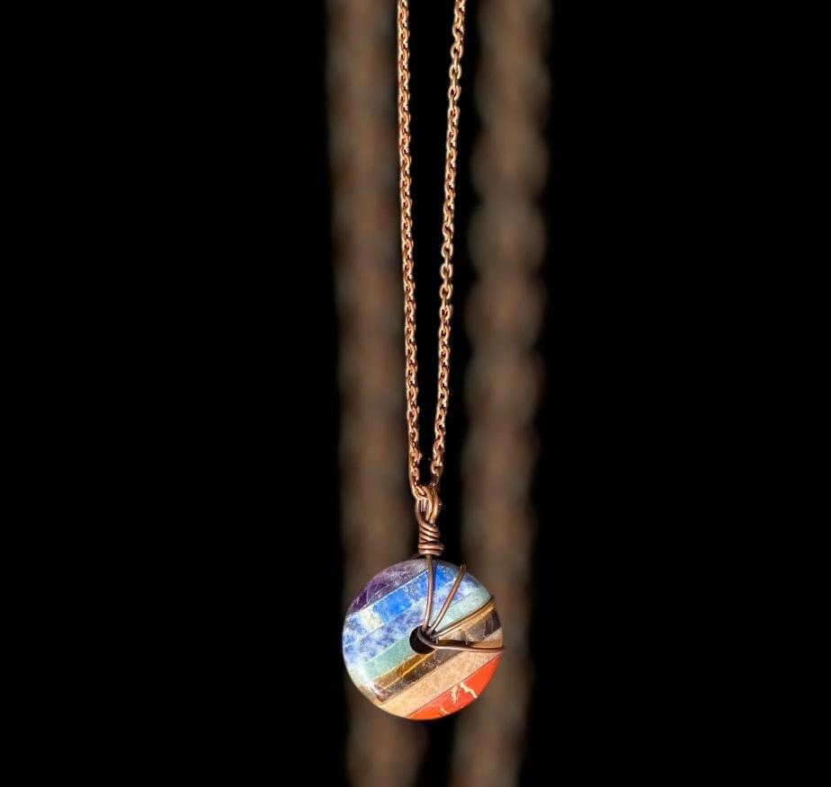 Chakra Pi Stone Copper Wire Wrapped Pendant