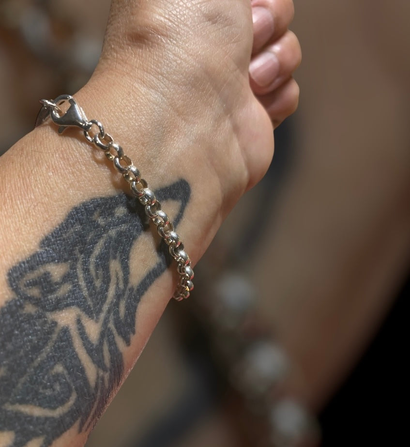 Handmade Malachite & Black Pearl Sterling Silver Bracelet