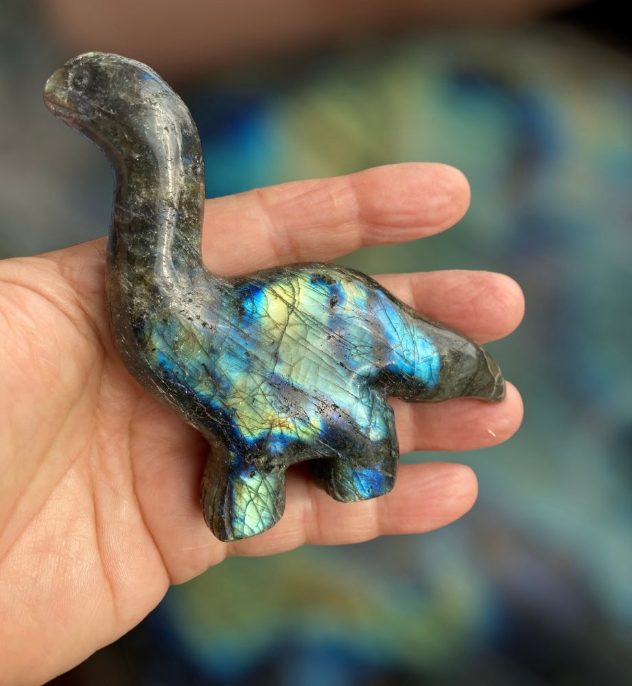 Labradorite Brontosaurus Figurine Carving