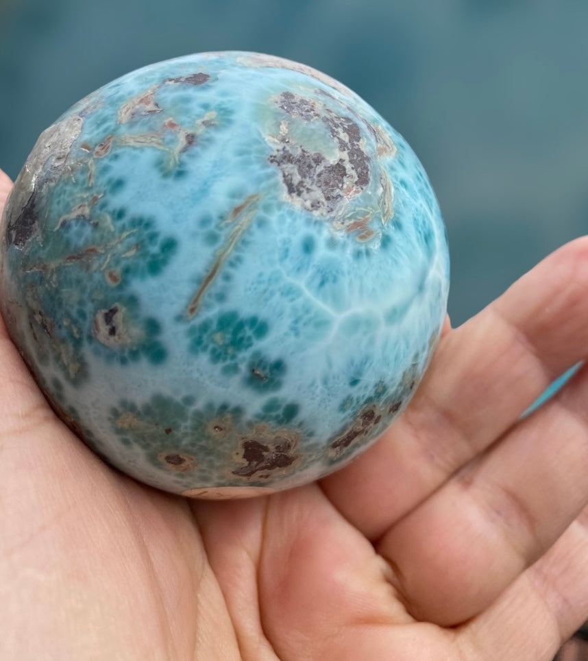 Natural Larimar Sphere Orb 460 Grams