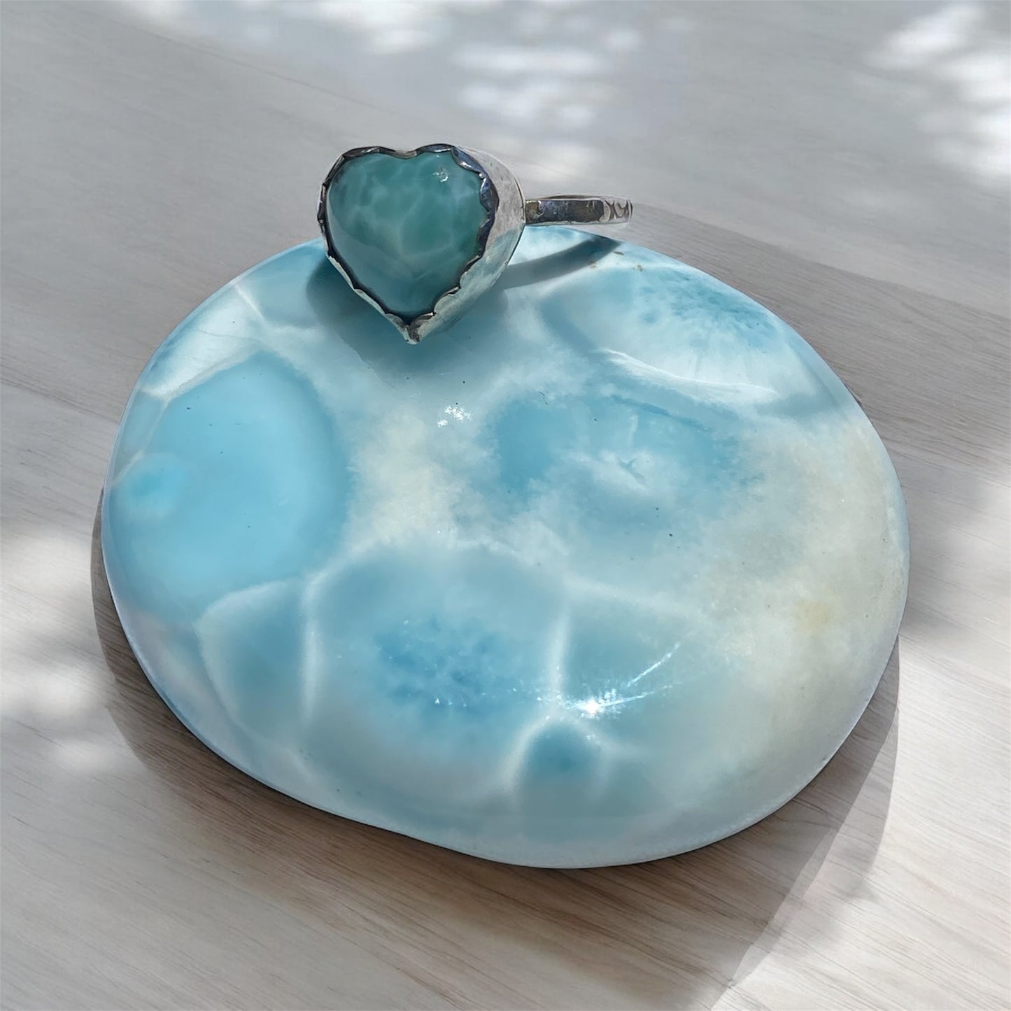 Handmade Larimar Heart Ring