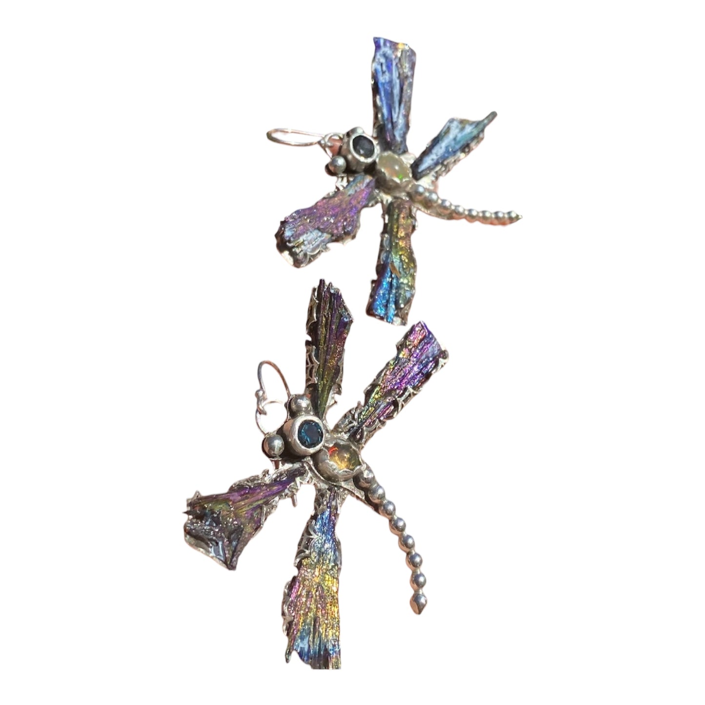 Handmade Australian Sapphire, Welo Opal & Blue Kyanite Earrings sold