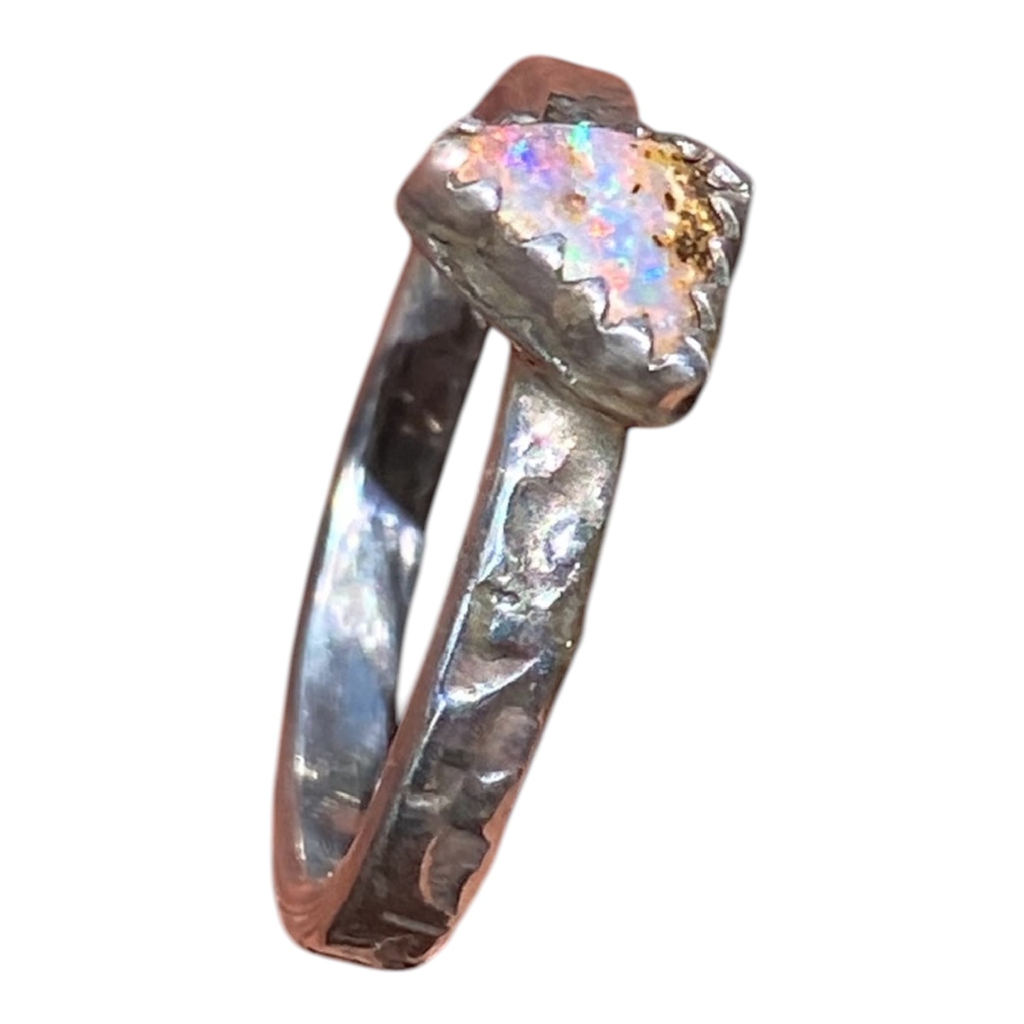 Natural Queensland Boulder Opal Ring Sterling Silver (Size 7.75)