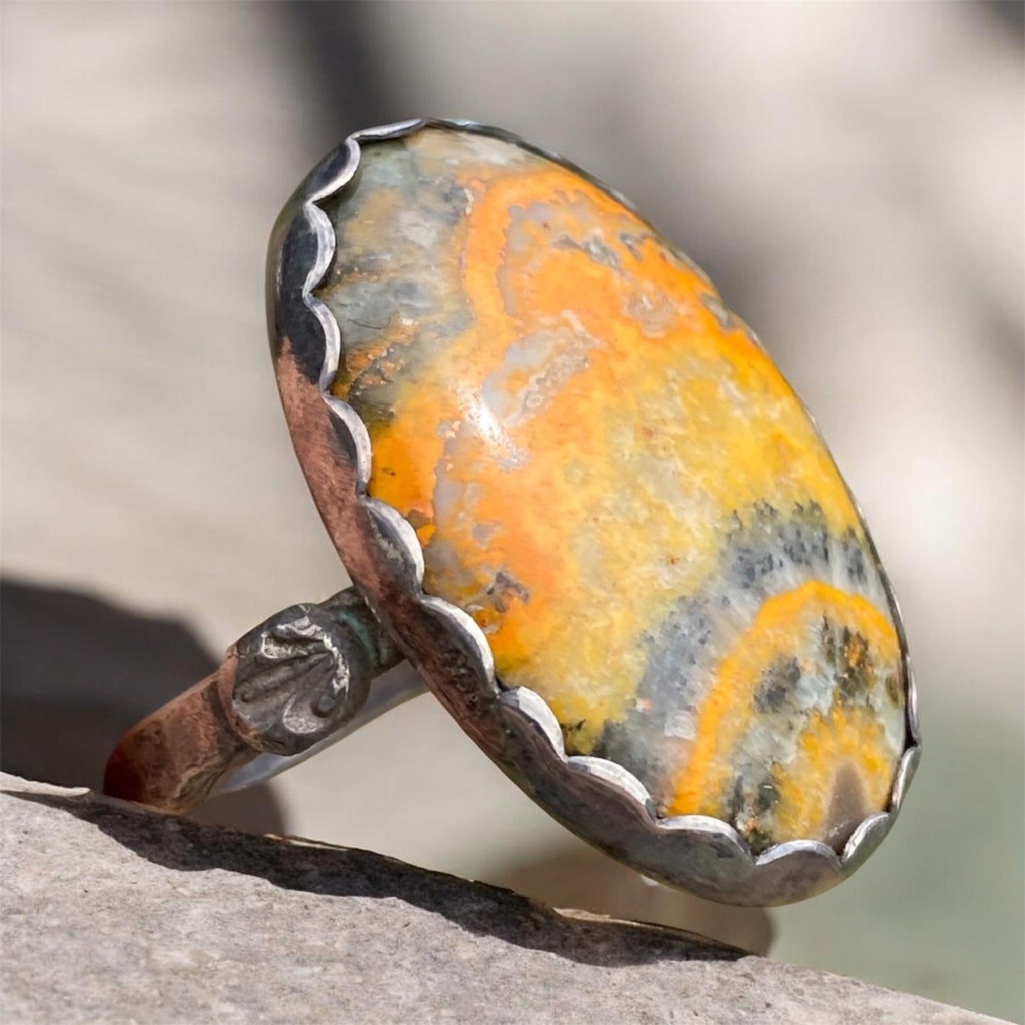 Handcrafted Sterling Silver Bumblebee Jasper Statement Ring