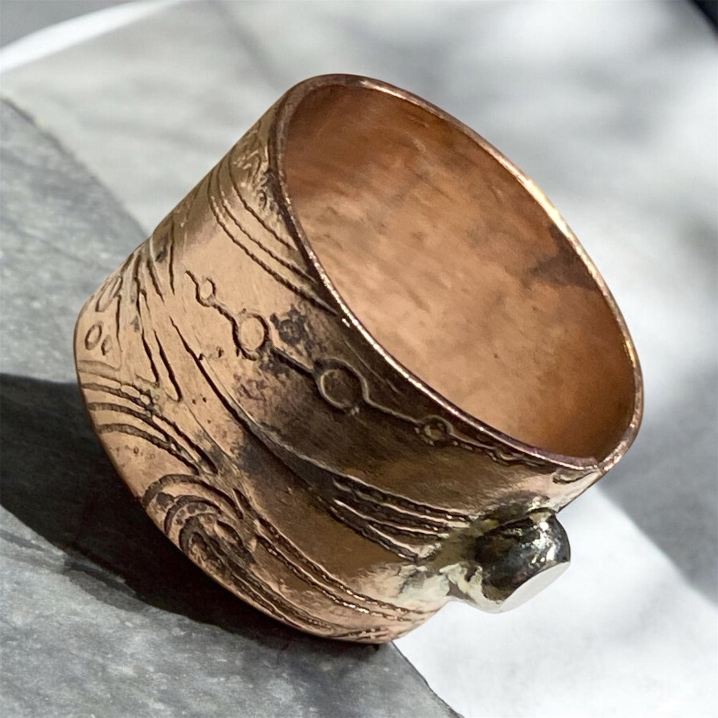 Handcrafted Copper Ring with Sterling Silver Accent