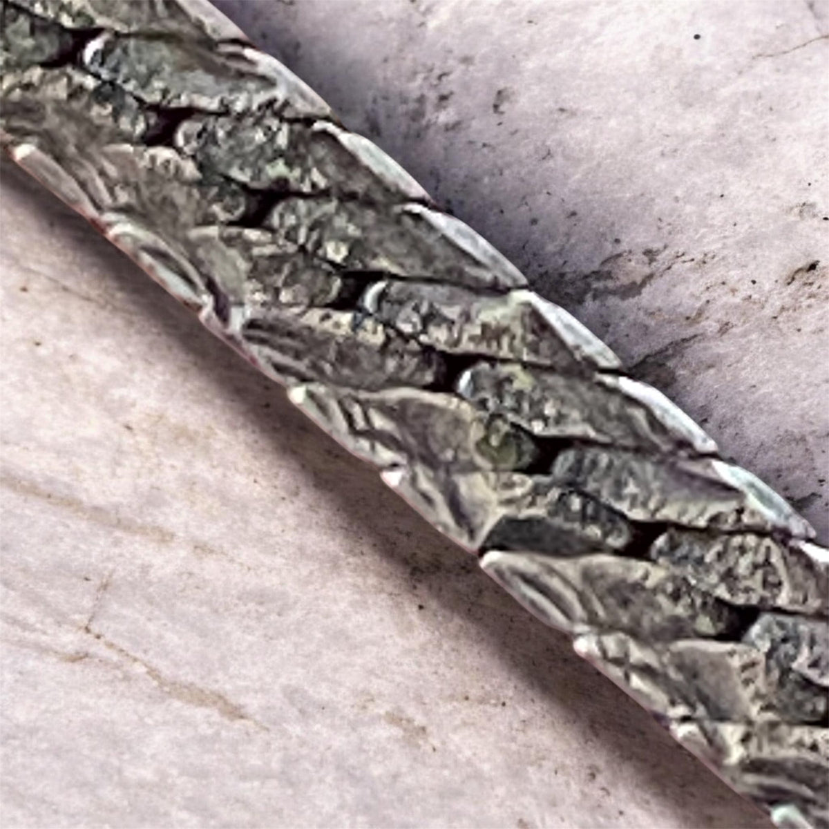 Vintage Italian Sterling Silver Reversible Herringbone Chain