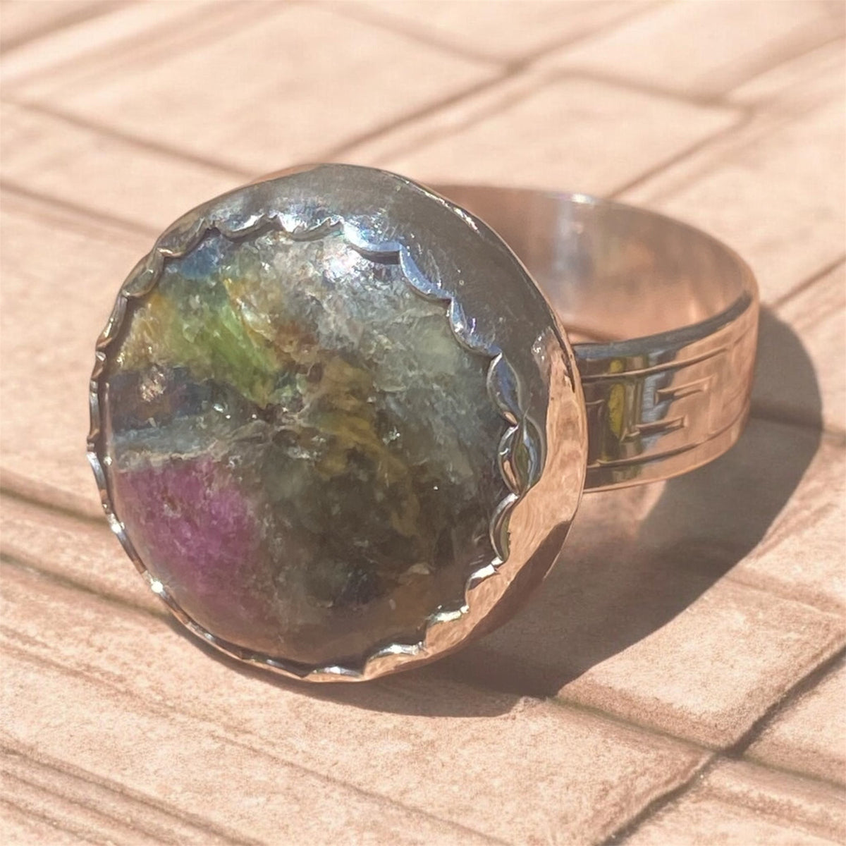 Handmade Ruby in Kyanite Sterling Silver Ring