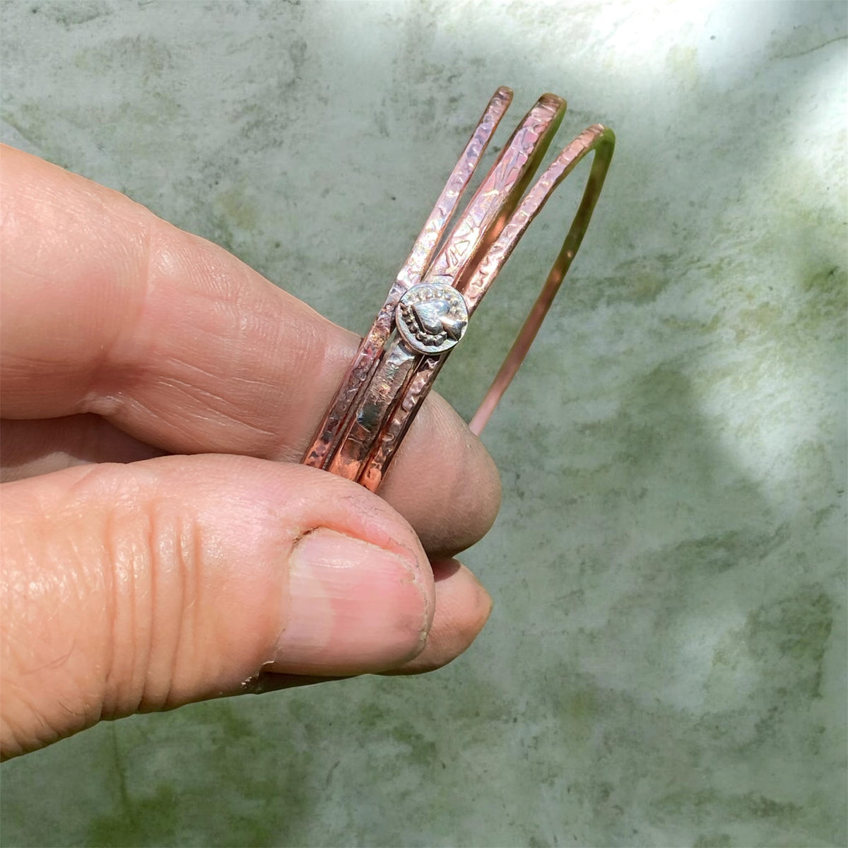 Handmade Star Textured Copper Stacking Bangles