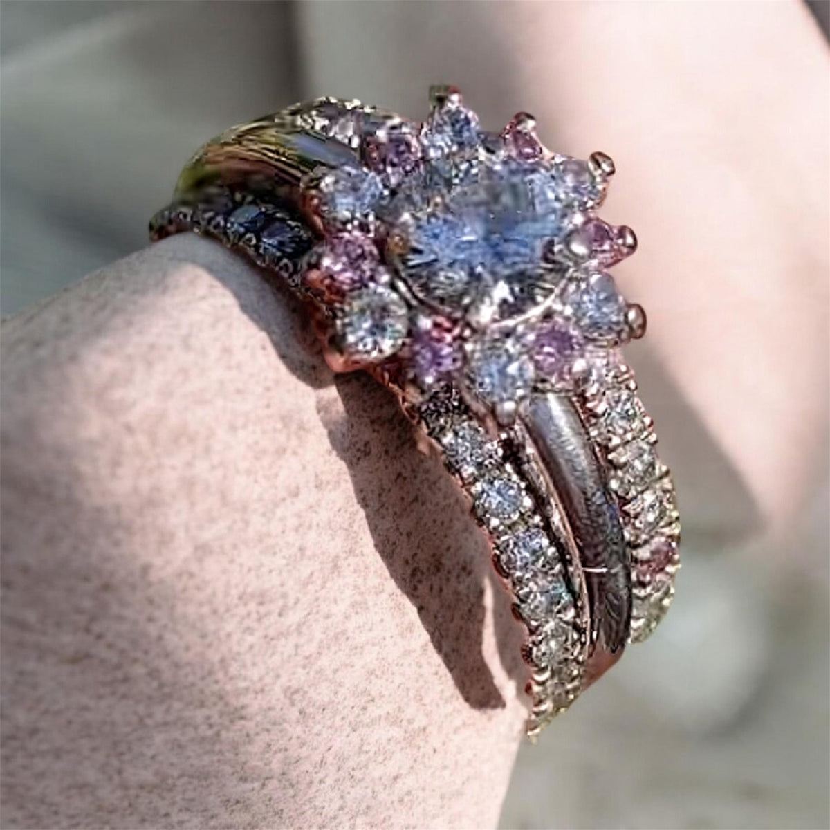 Linneys 18ct White Gold Argyle Pink Diamond Three Ring Suite