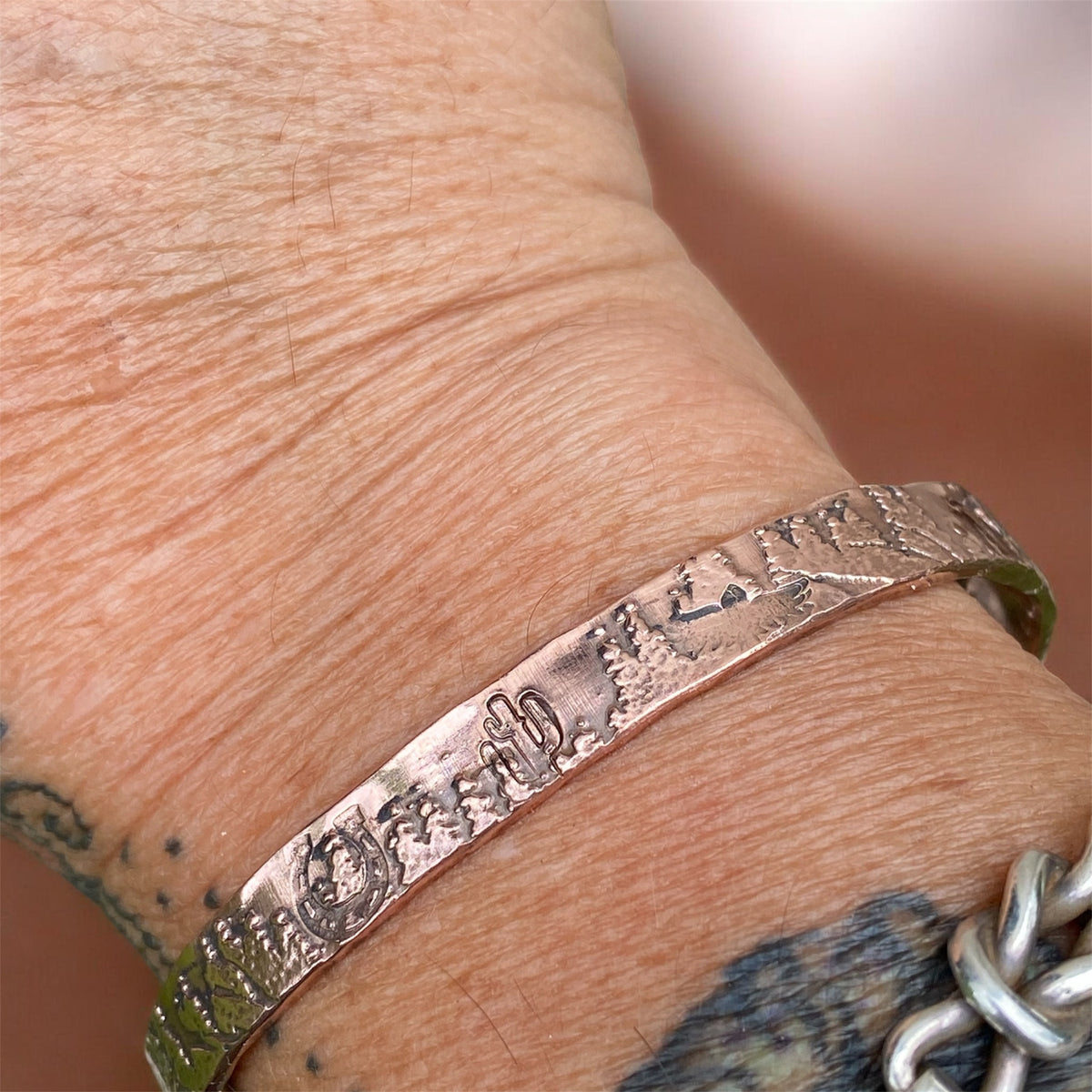 Handcrafted Western Stamped Copper Cuff