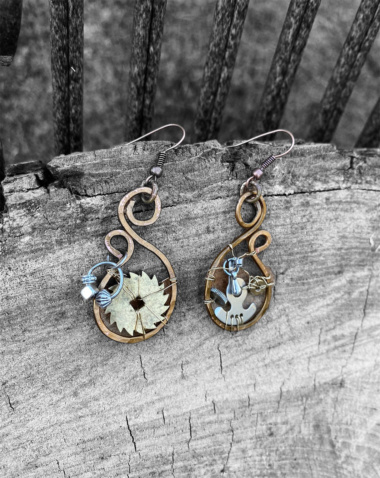 Steampunk Unalome Earrings