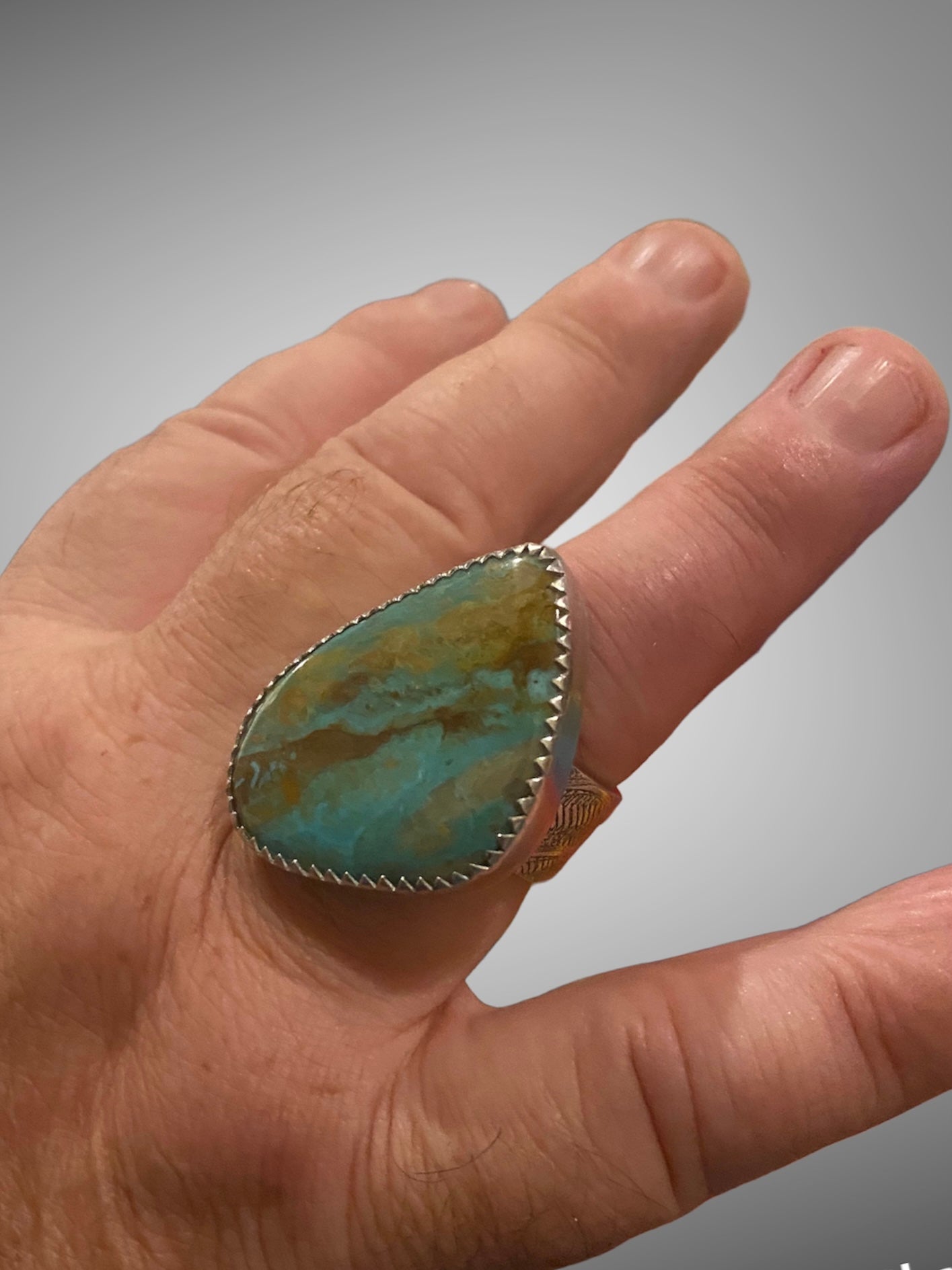 Artisan Kingman Turquoise Sterling Silver Statement Ring