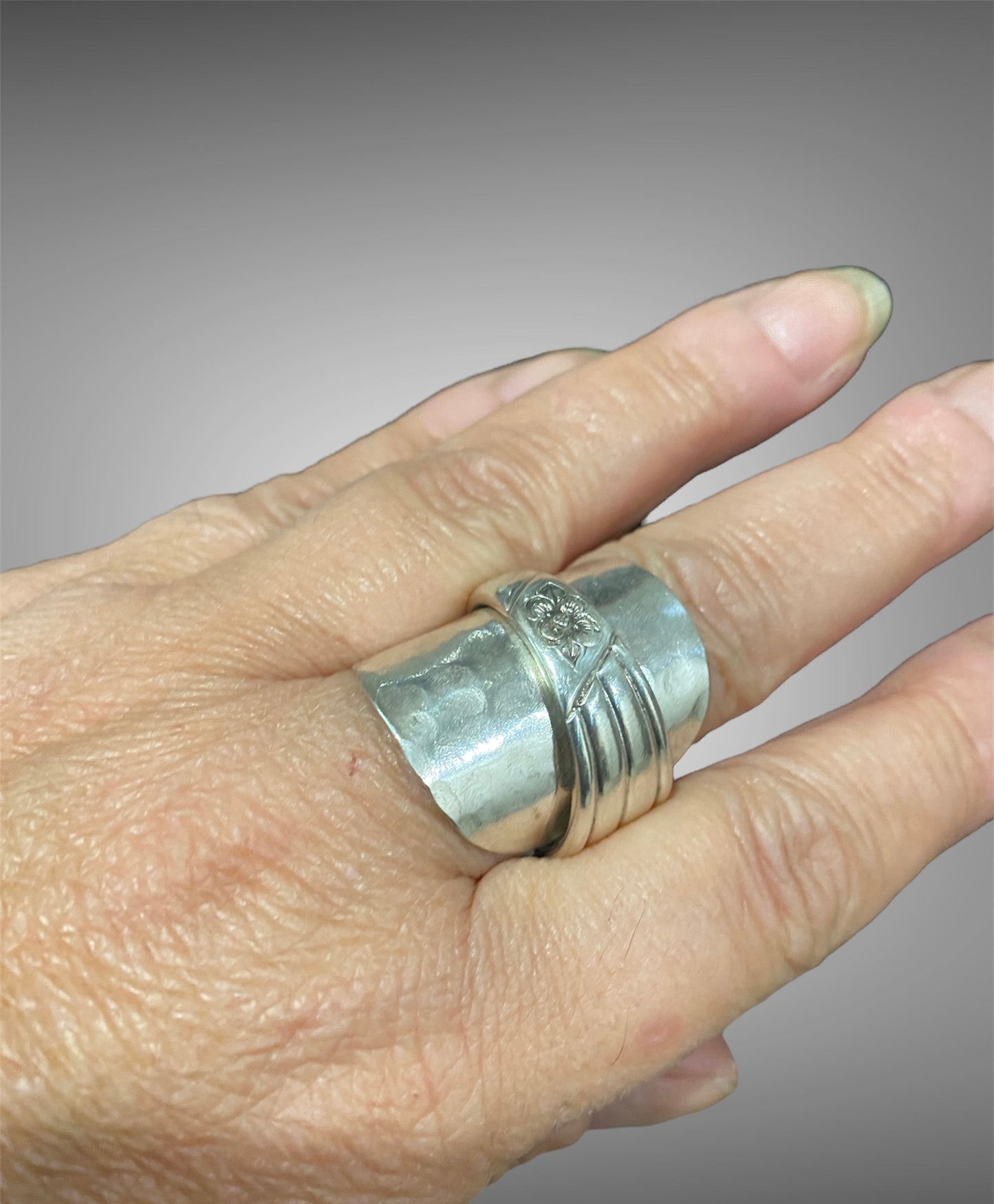 Vintage Silver Spoon Ring (Handmade, Adjustable) – Upcycled Grosvenor Marie Cutlery – Unique Gift Jewellery Australia