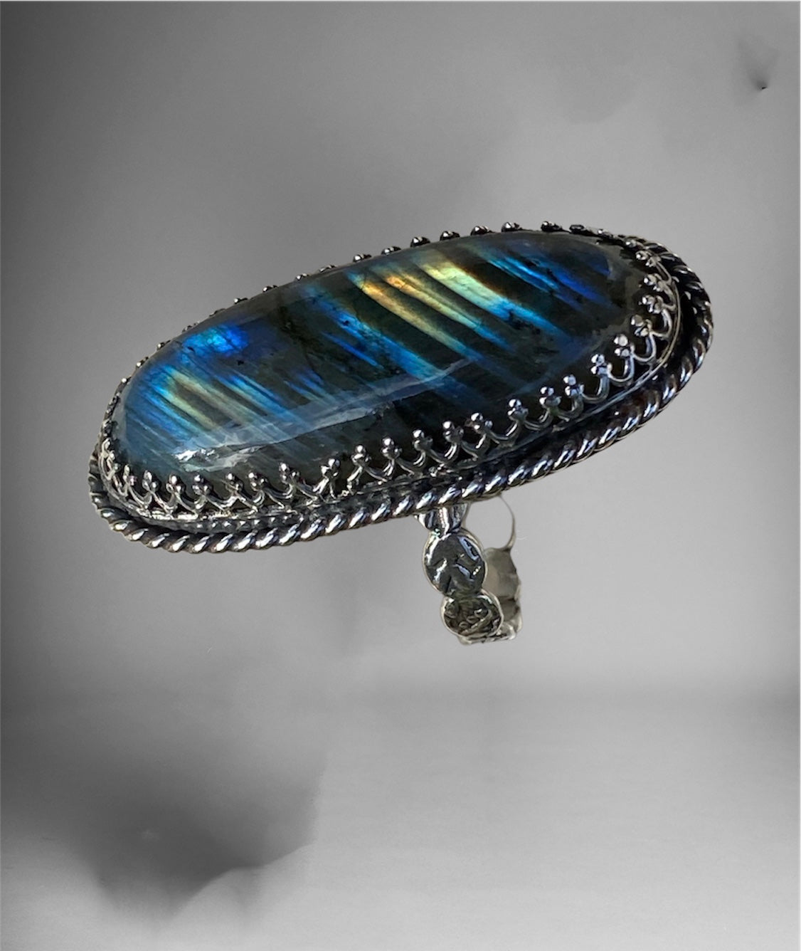 Large Oval Labradorite Ring