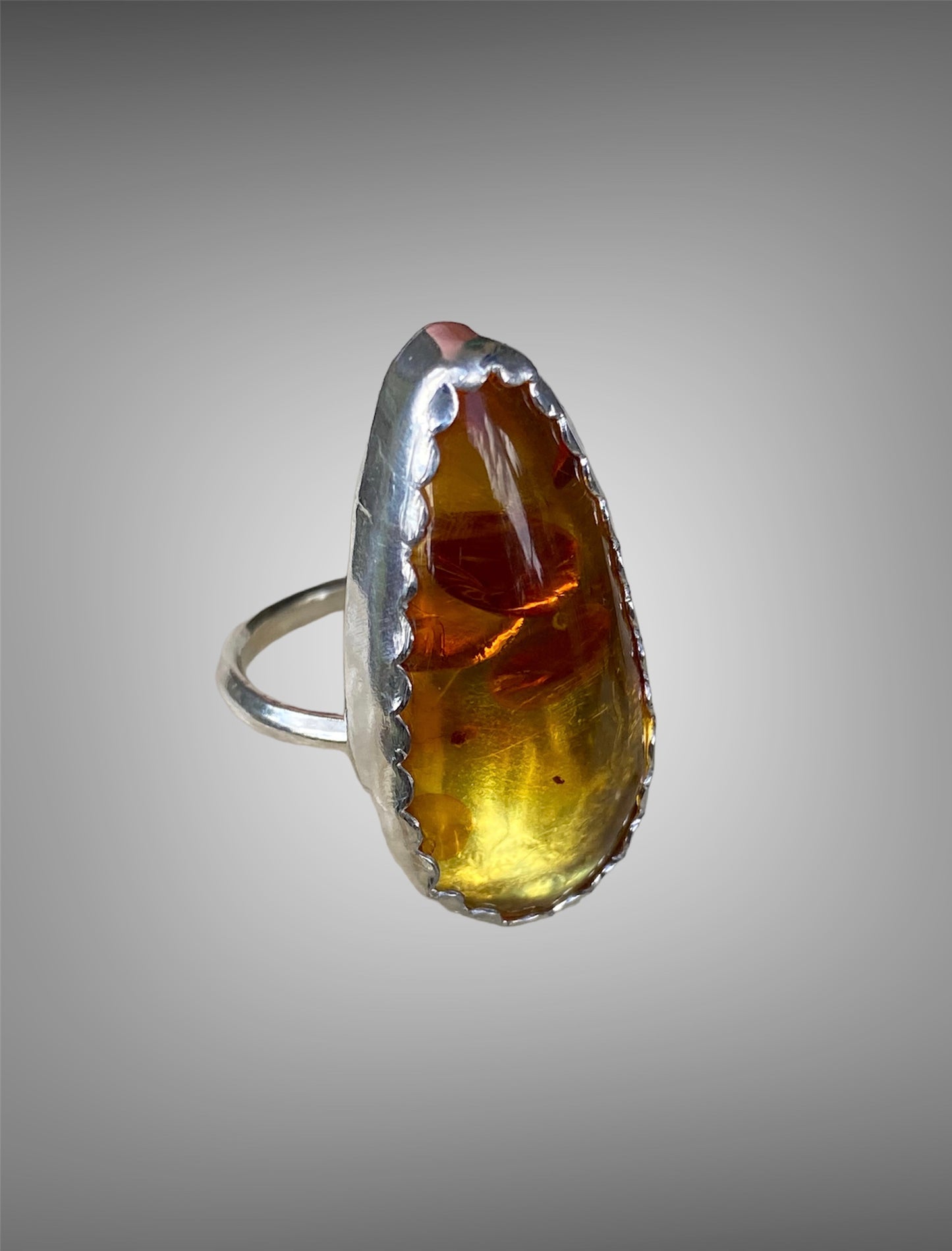 Handmade Amber Sterling Silver Rings Sold