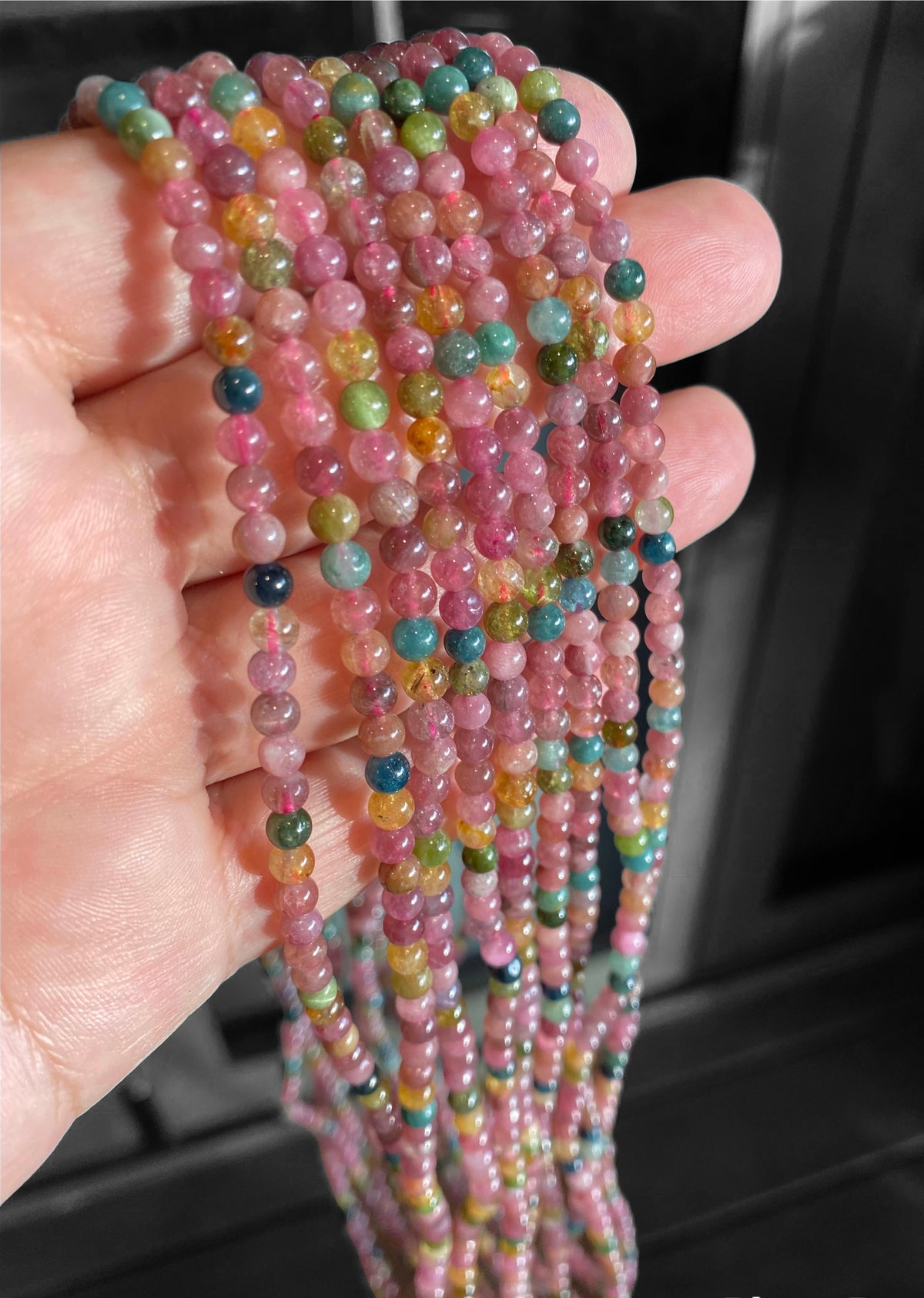 Multicoloured Natural Rainbow Tourmaline Bead necklace sold