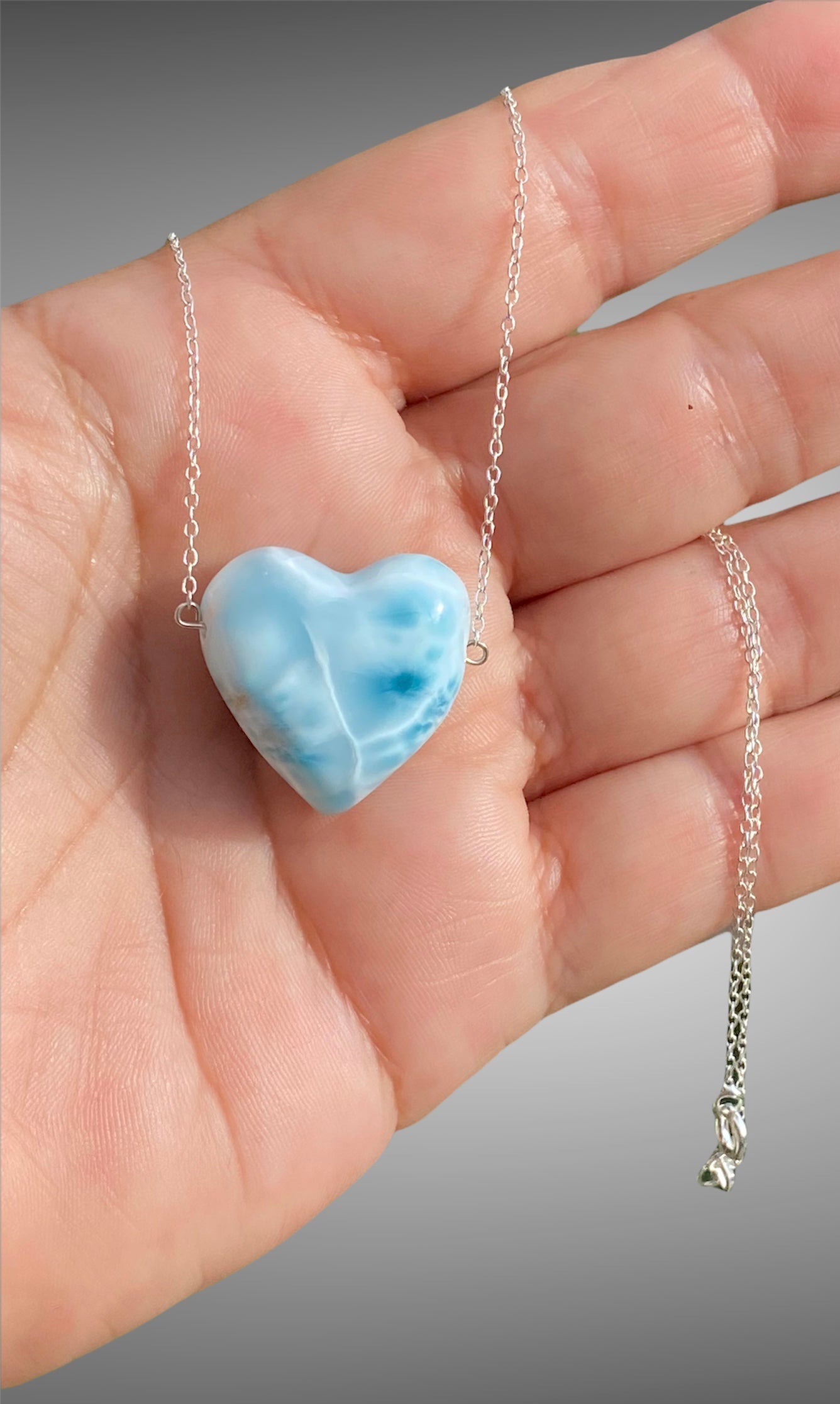 Ocean Blue Larimar Heart Pendant Varieties