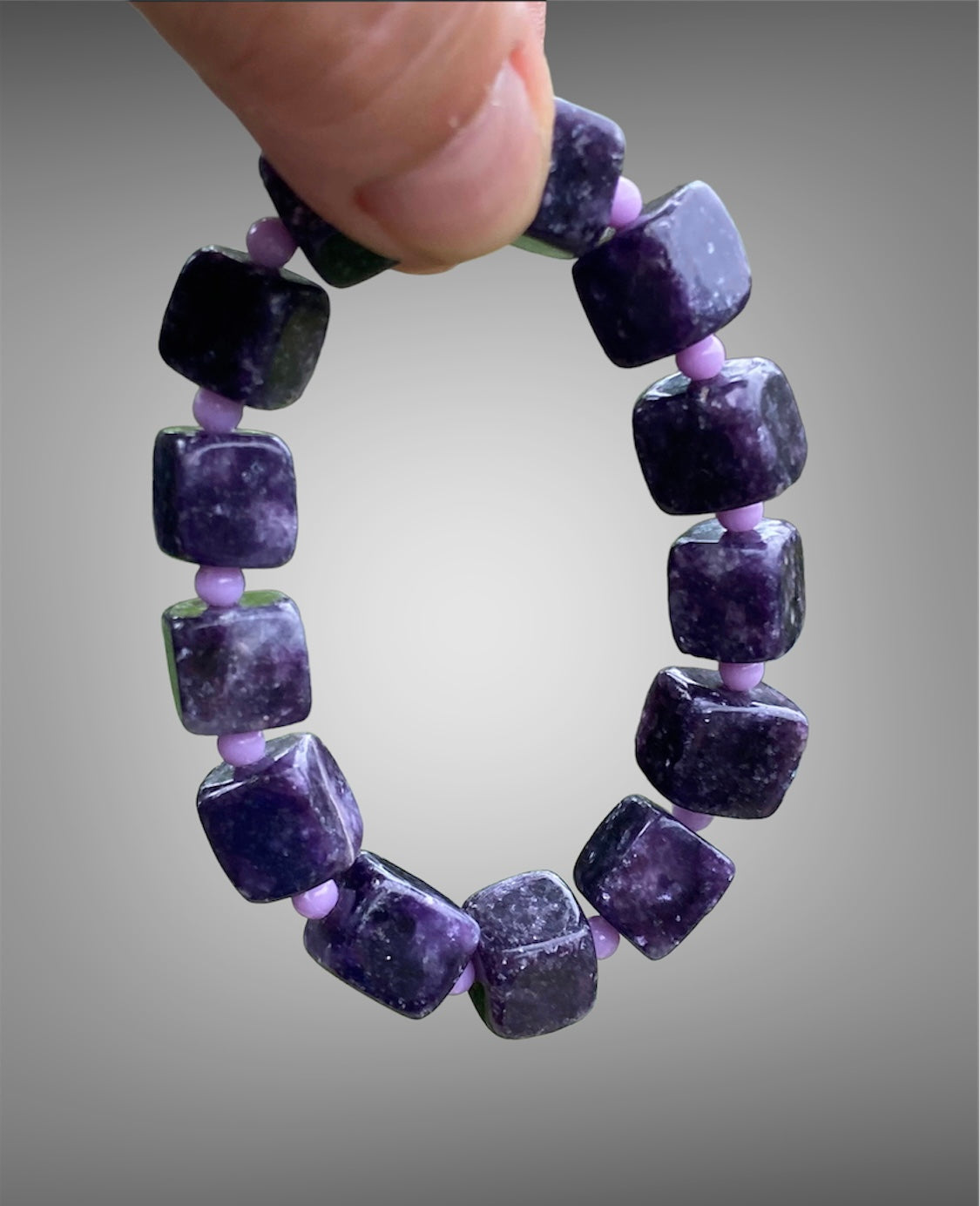 Natural Lepidolite Crystal Bead Bracelet