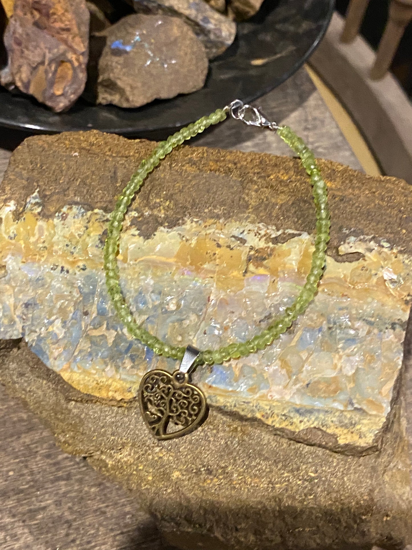 Faceted Peridot Bead Bracelet