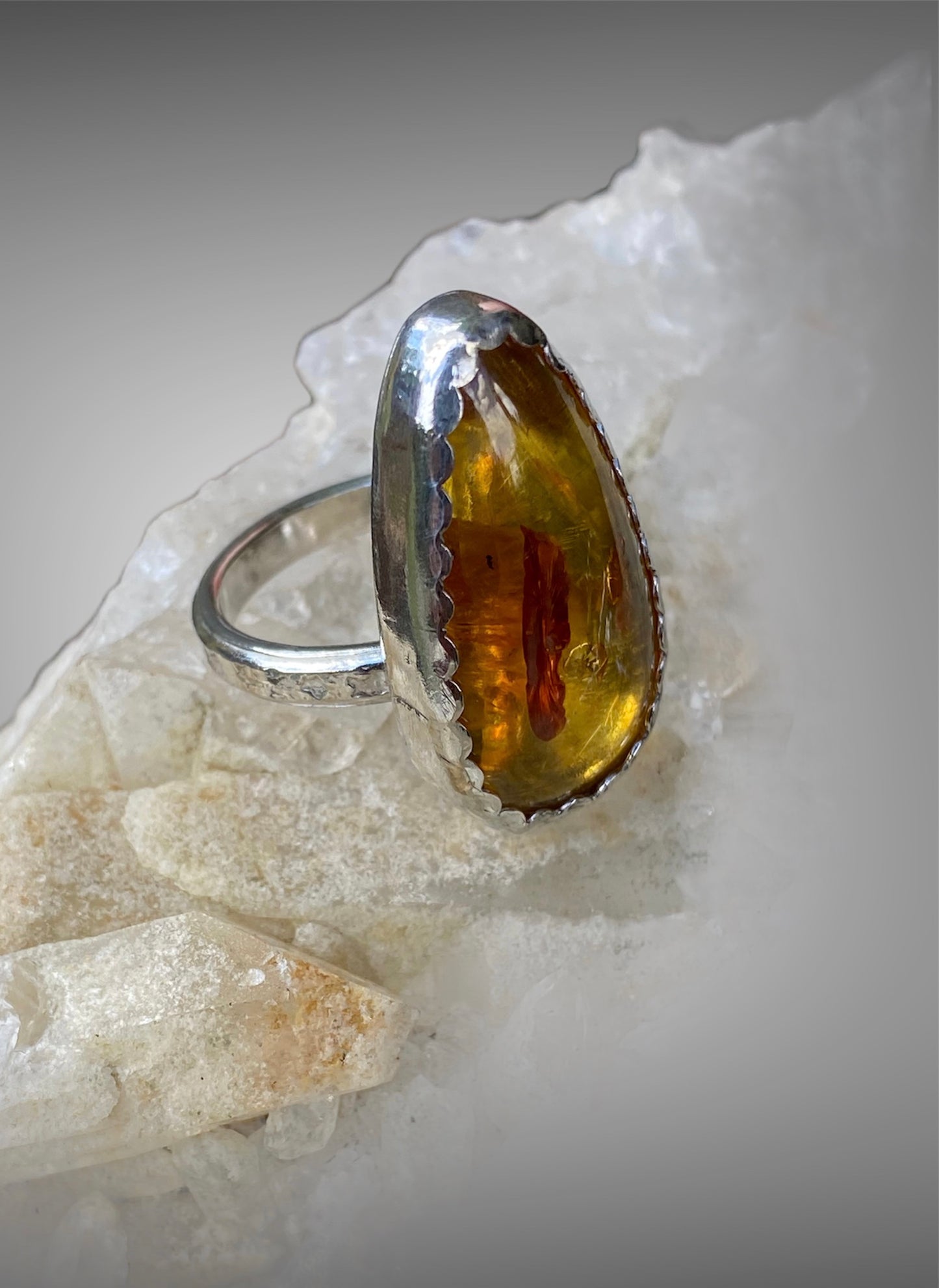 Handmade Amber Sterling Silver Rings