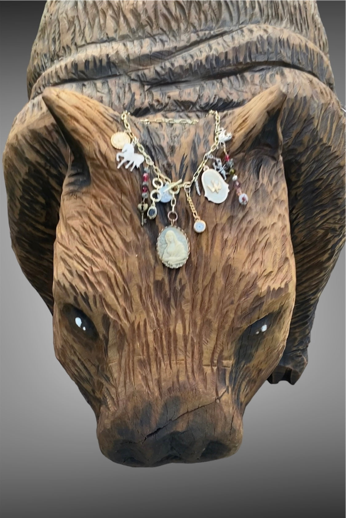 Handmade Altered Art Amalgamation Mona Lisa Necklace