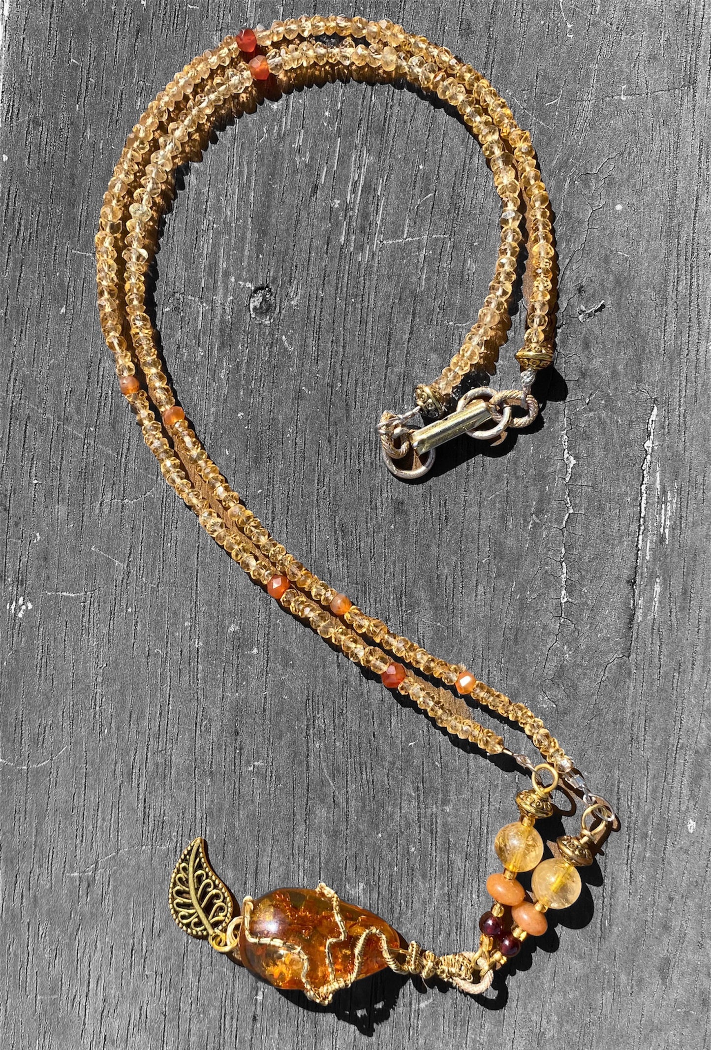 Handmade Amber & Citrine Pendant