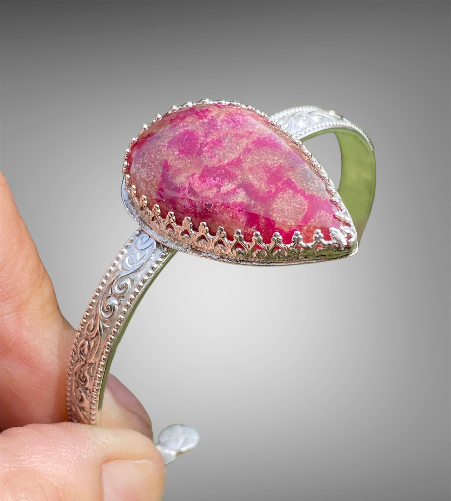 Fossilised Coral Agate Sterling Silver Artisan cuff