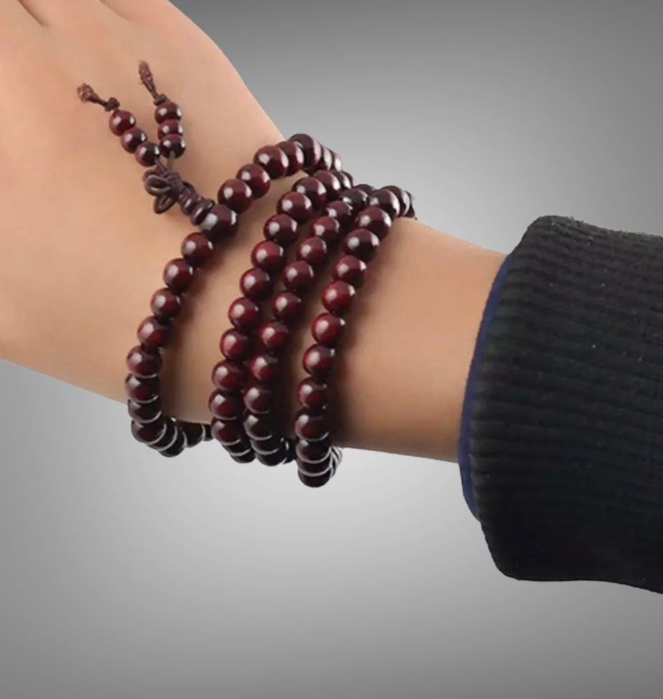 Wooden Meditation Bead Mala Bracelet or Necklace