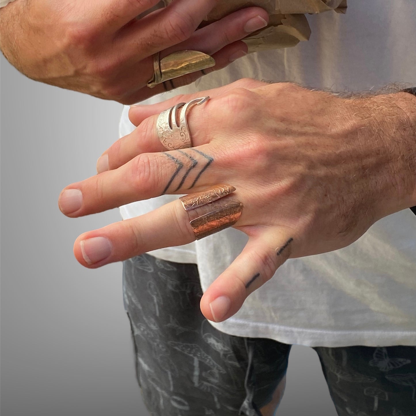 Handmade Copper Viking Textured Ring