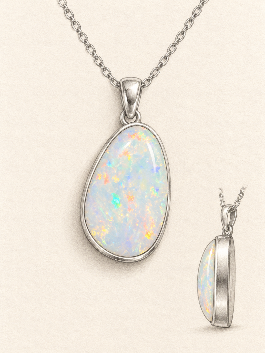 4.30 ct Natural White Opal Loose or Handmade Pendant