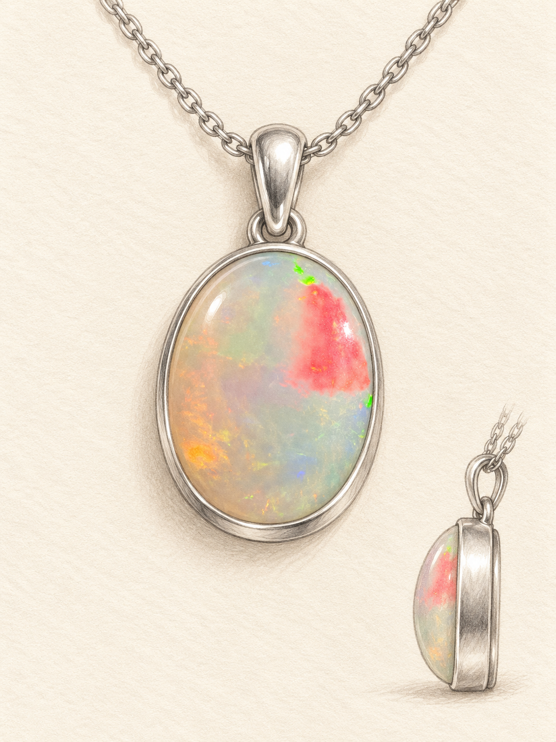 6.39 ct Australian Crystal Opal Loose or Silver Pendant
