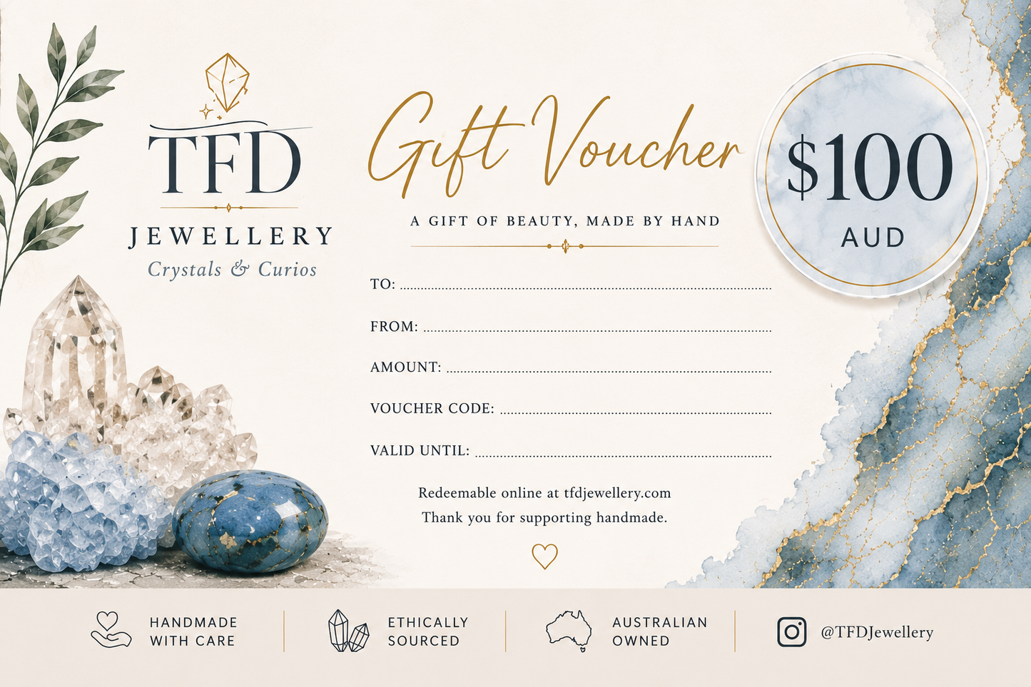 TFD Jewellery and Crystals Gift Voucher