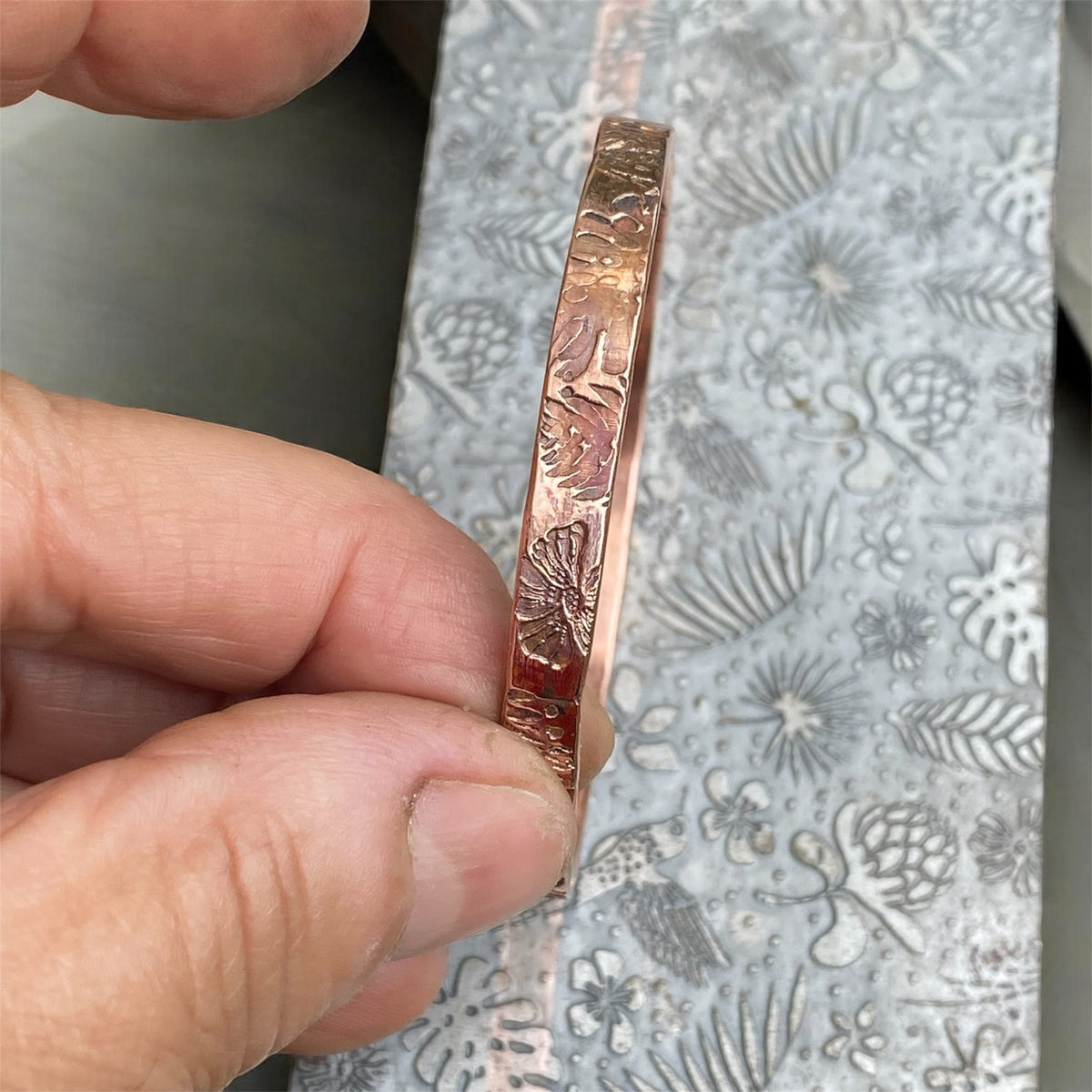 Botanical Copper Bangle Custom Commission sold