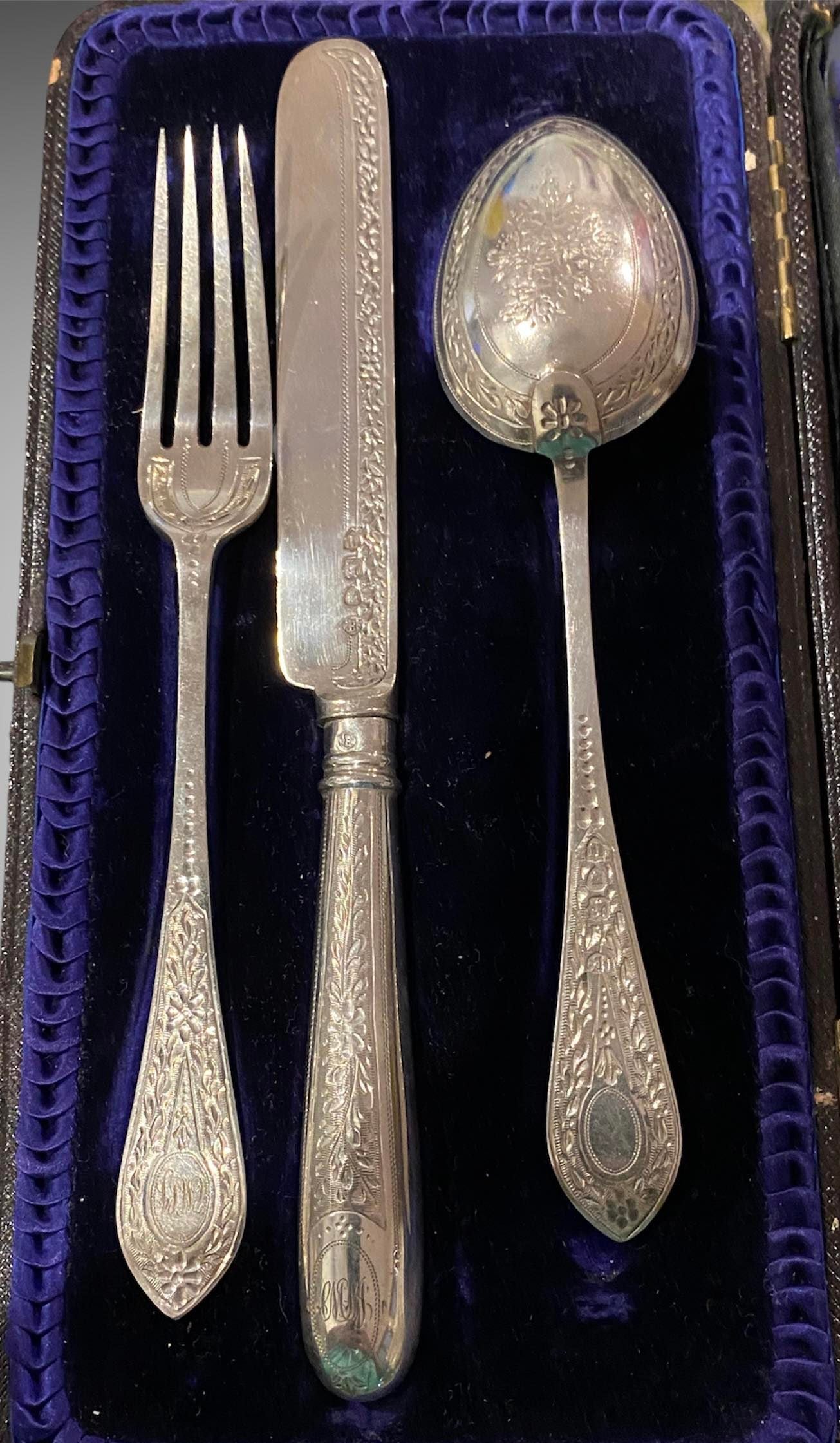 Antique Sterling Silver Christening Set