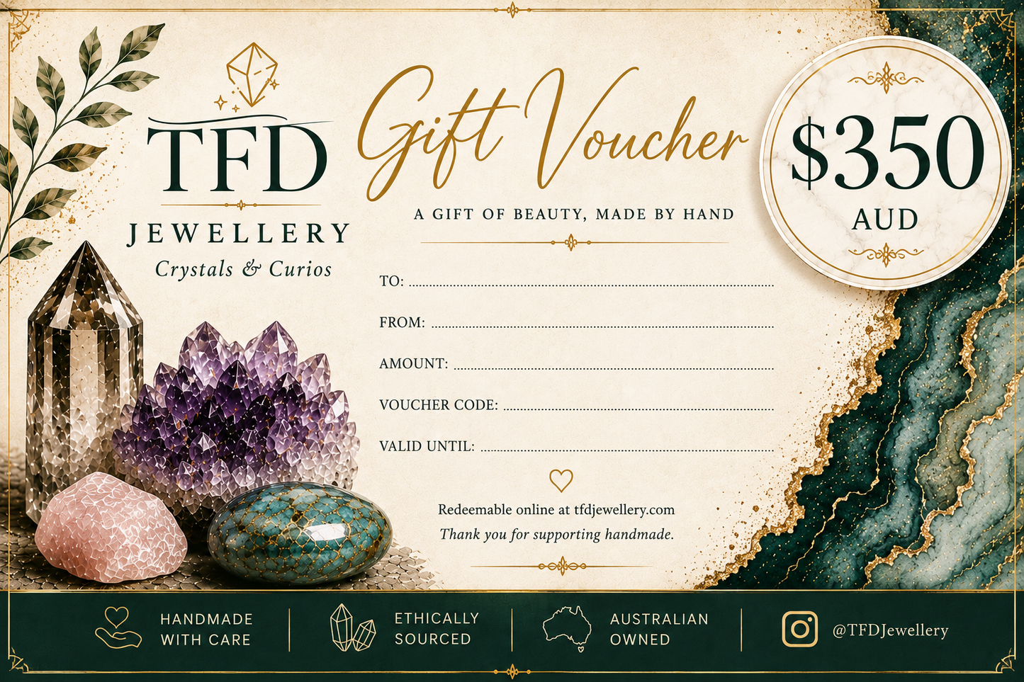 TFD Jewellery and Crystals Gift Voucher