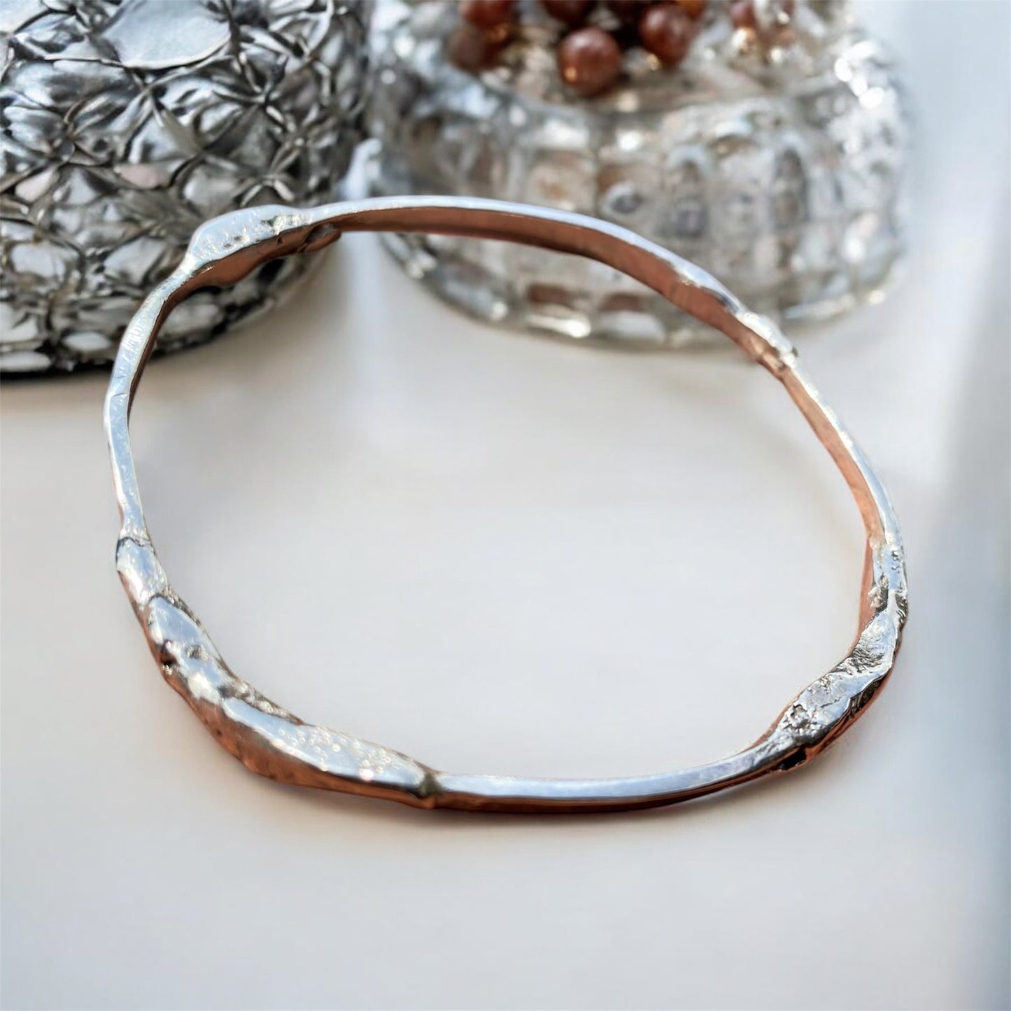 Hand Forged Solid Sterling Silver Bangle 22g Upcycled Antique Fork Tines William Woodman 1825 75mm Australia