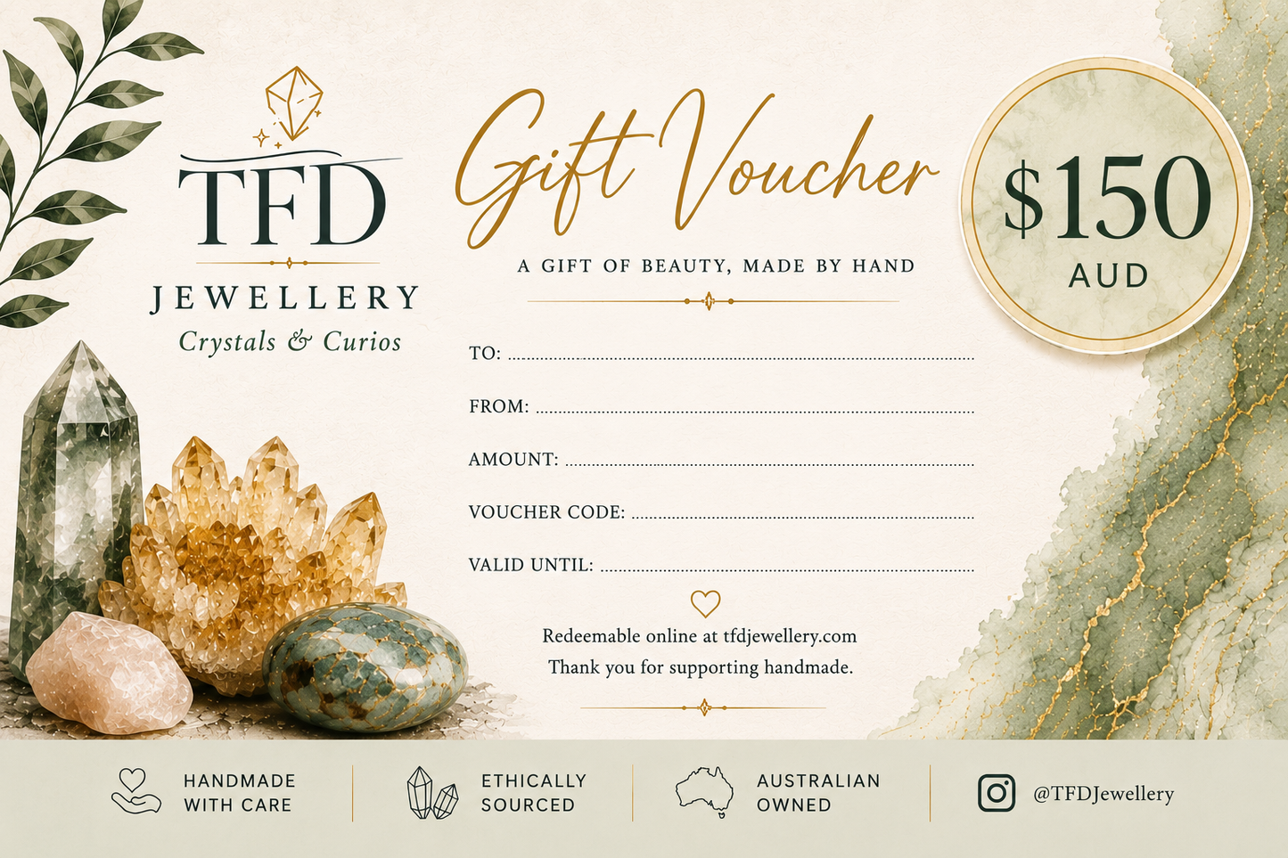 TFD Jewellery and Crystals Gift Voucher