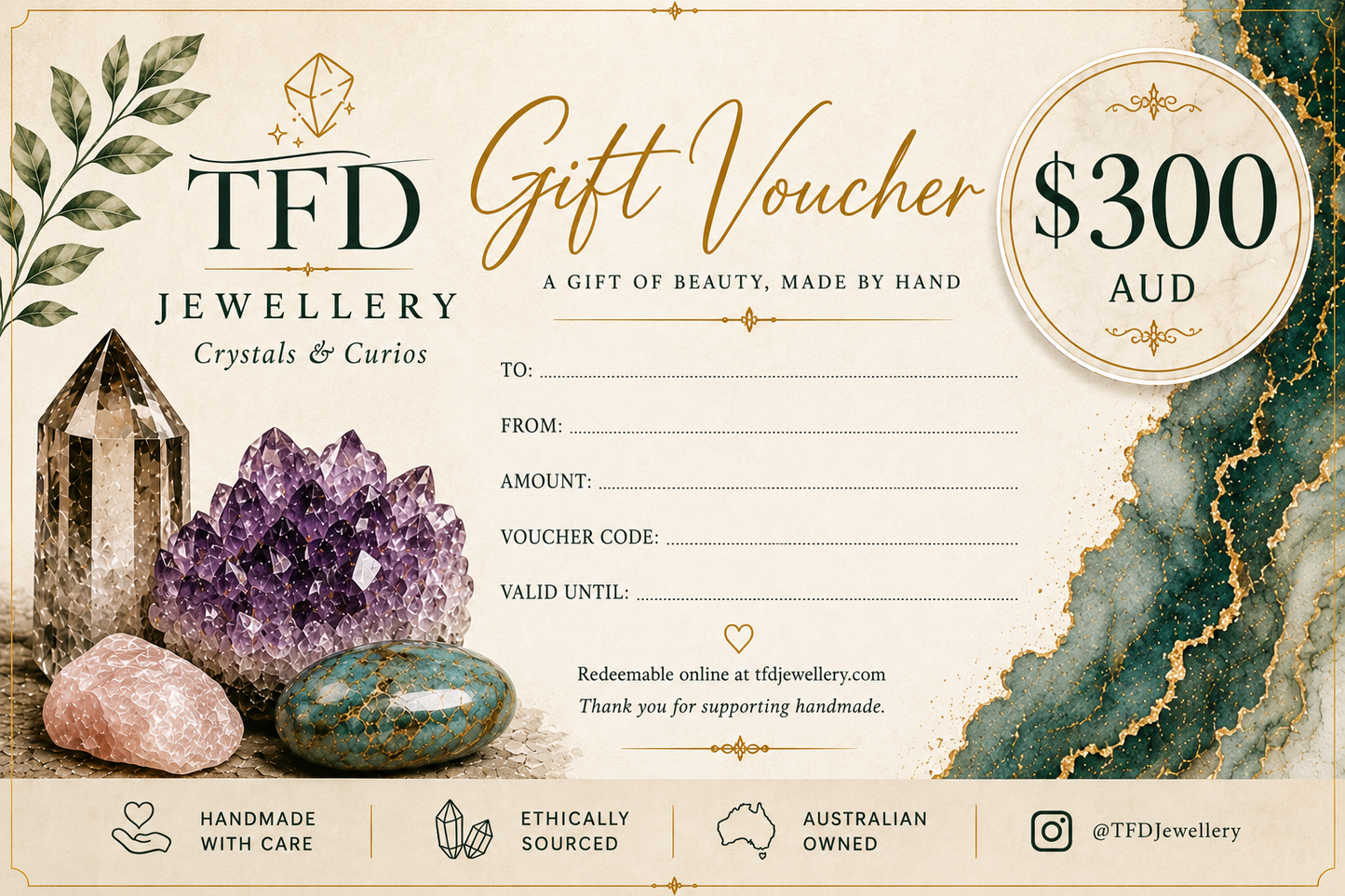 TFD Jewellery and Crystals Gift Voucher