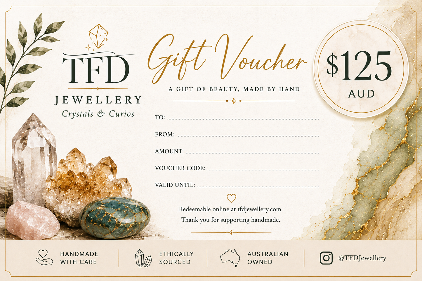 TFD Jewellery and Crystals Gift Voucher