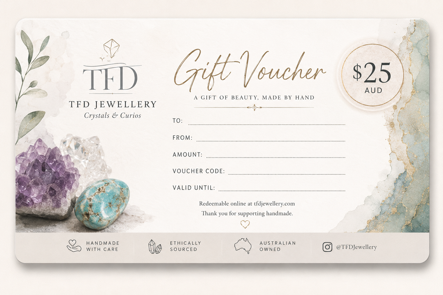 TFD Jewellery and Crystals Gift Voucher