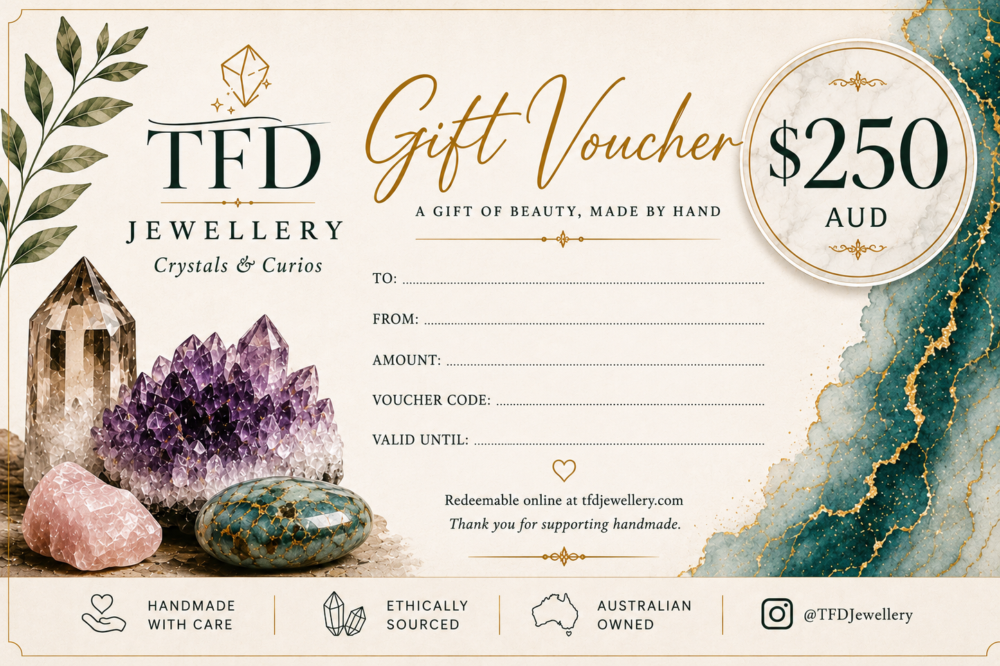 TFD Jewellery and Crystals Gift Voucher